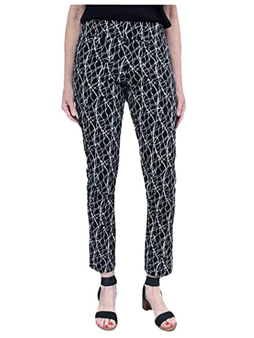 Krazy Larry Pull-on Pants in Black with white Shattered Print 