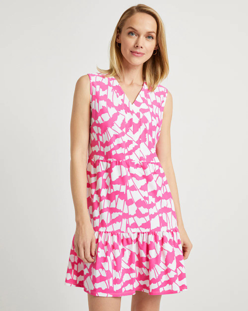 Jude Connally Annabelle Butterfly Sleeveless Dress in Pink and White Print