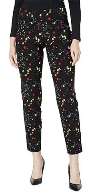 Krazy Larry Pull-On Ankle Pants  multi color Splatter print on a black background 