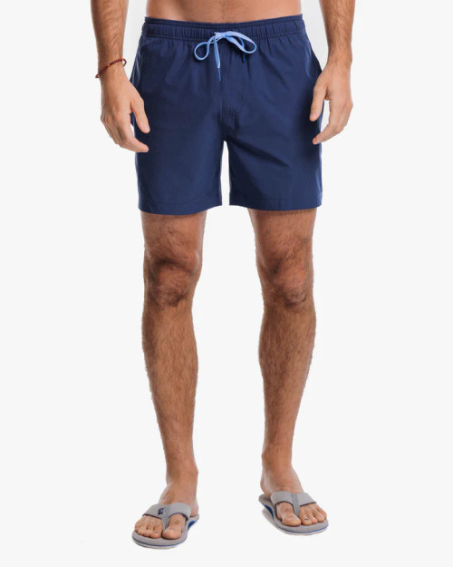 Front view on the Southern Tide  Solid  Swim Trunk 2.0 in True Navy