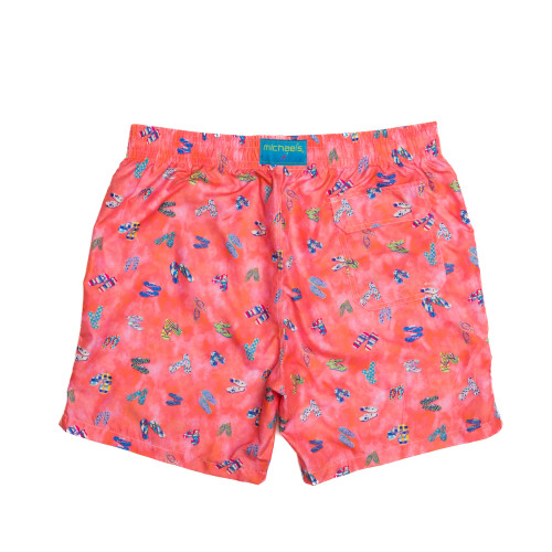 Back view of the Michael's Swimwear Flip Flop print swim trunks