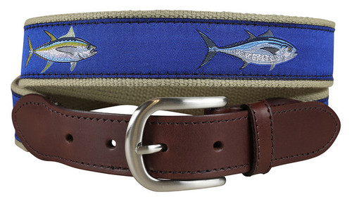 Belted Cow Bluefin & Yellowfin Tuna Leather Tab Belt | Island Pursuit | Free shipping over $100