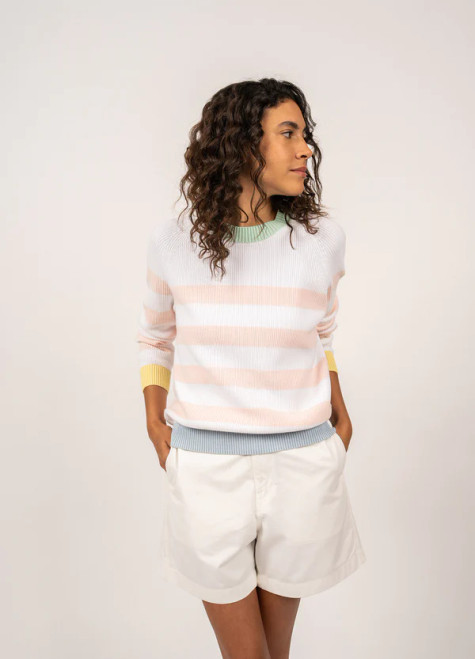 Saint James Malaga Colorblock Striped Cotton Pullover Sweater