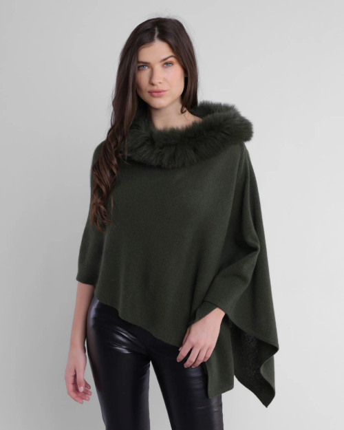 Warm, elegant Alashan Cashmere Luxe Windchill Fox Trim Topper