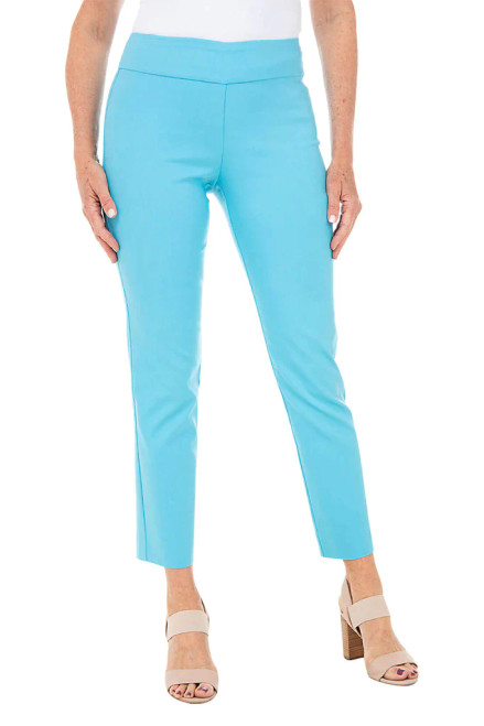 Krazy Larry Pull-On Pique Ankle Pants in Aqua