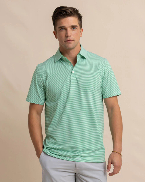 Southern Tide brrr°-eeze Meadowbrook Stripe Polo in Lawn Green