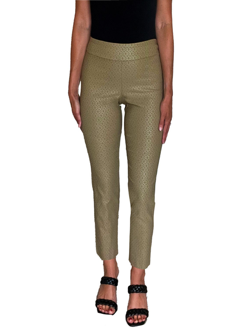 Krazy Larry Pull-On Ankle Pants in Taupe Foil Print in Multi color 