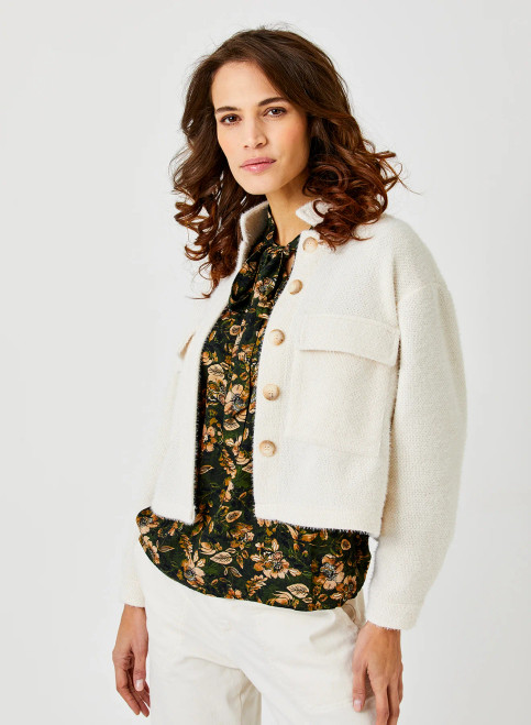 Suzy D London Women's Fluffy Jacket With Front Pocket