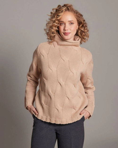 Alashan Cashmere Women's 100% Merino Modern Cable Pullover Sweater