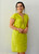 HIHO Caribbean Short Sleeve Rachel Leinen Dress in Chartreuse 