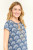 HIHO Caribbean Short Sleeve Rachel Linen Dress in Indigo Fan Print