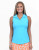 Southwind Apparel Pebble Beach Placket Solid Top in Turquoise with UPF50+ 