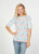 Whimsy Rose Banded Elbow Sleeve Boat Neck Top in Braided Flower Print