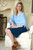 Claudia Nichole cotton cashmere topper in Weekend Blue 