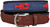 Belted Cow Lobster Leather Tab Belt with red embroidered lobsters on a navy blue background