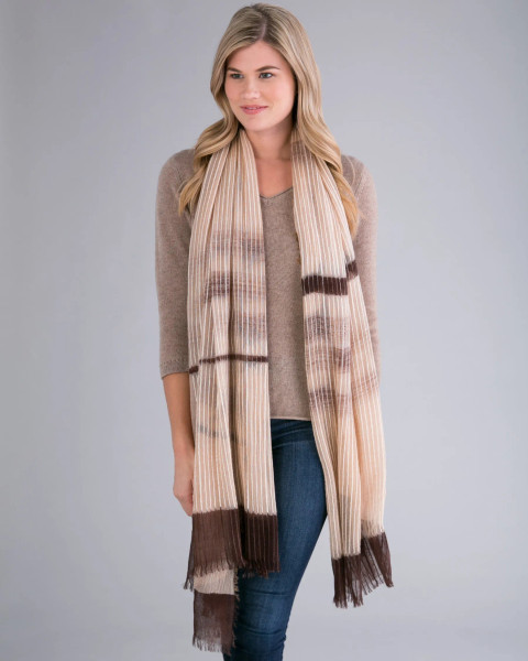 Alashan Cashmere Merino and Silk Hand Painted Scarf