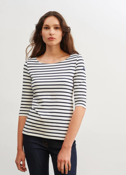 Saint-James Garde Cote III R Nautical Striped Sport Top in navy and white stripe