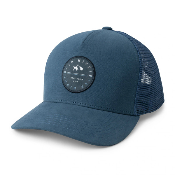 Fish Hippie Staggered Trucker Hat in Deck Blue 