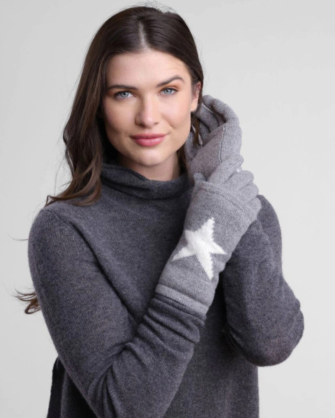 Claudia Nicole Cashmere with Angora Star Intarsia 3-in-1 Glove