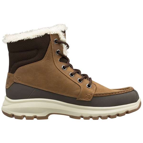 Side View of Helly Hansen Eco-friendly Garibaldi V3 Winter Boot for Men in Tobacco Brown 