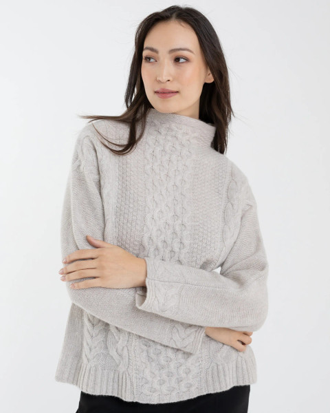 Alashan Cashmere Nell Luxe Cable Funnel in Latte