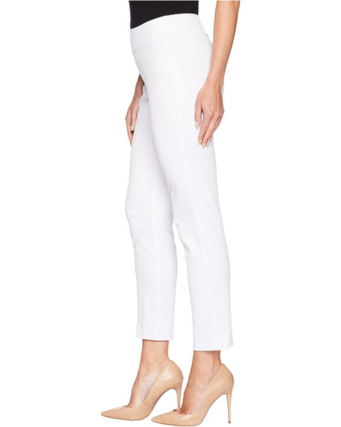 Side View of Krazy Larry Pull-On Pique Ankle Pants in White