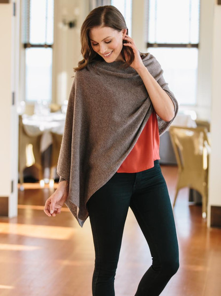 Alashan cashmere  Cashmere Draped Dress Topper in Portobello