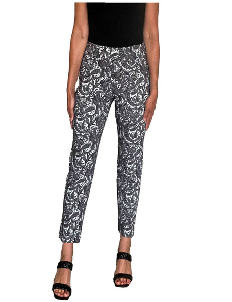 Krazy Larry Pull-On Ankle Pants Silver Paisley