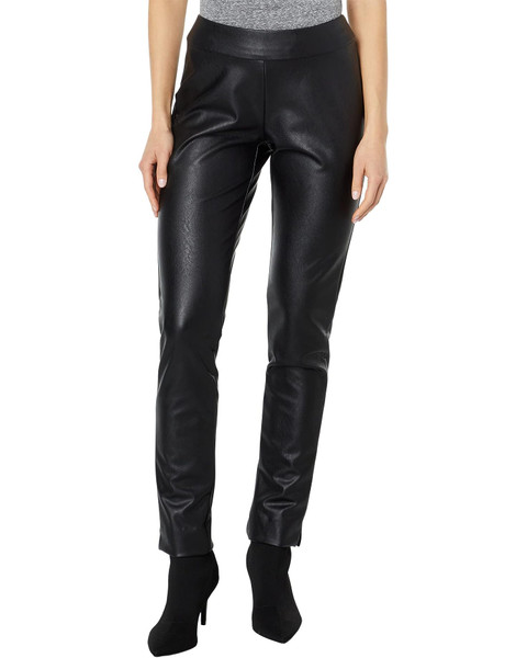 Krazy Larry Pleather Pull-On  Slim Pants in Black. 
