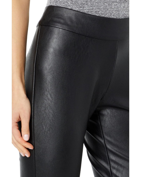 Krazy Larry Pleather Pull-On  Slim Pants in Black. 