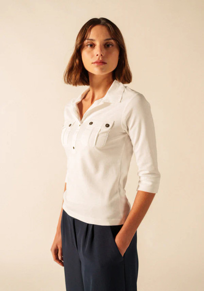 Saint James Women's Oléron 3/4 Sleeve Polo Shirt | Island Pursuit | Free shipping over $100
