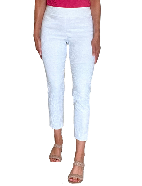 Krazy Larry Pull-On Ankle Pants in White White Jaquard 