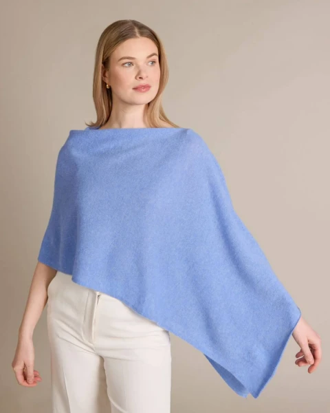 Alashan cashmere  Cashmere Draped Dress Topper in Blue Horizon