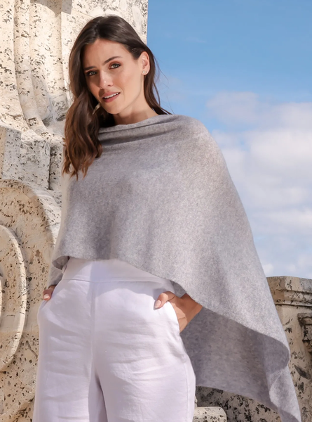 Alashan cashmere  Cashmere Draped Dress Topper in Harbor