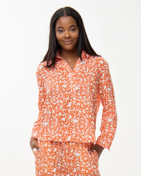 HIHO Women's Shade 4 Button Placket Long Sleeve Top