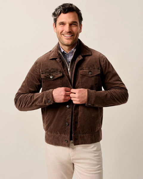 Johnnie-O Men's Rett Garment-Dyed Stretch Corduroy Trucker Jacket