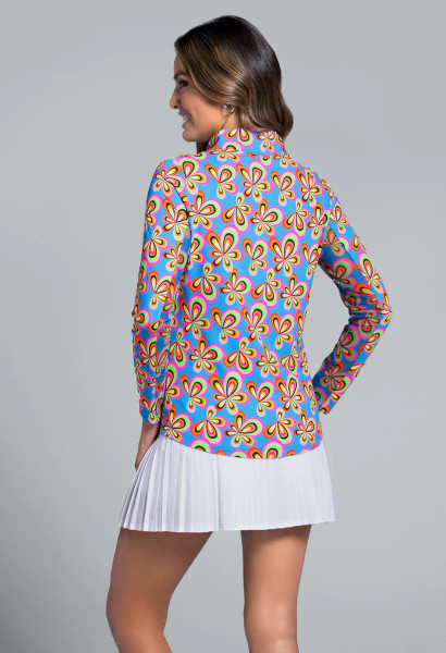 Ibkul Women's Arya Print Long Sleeve Mock Neck Top