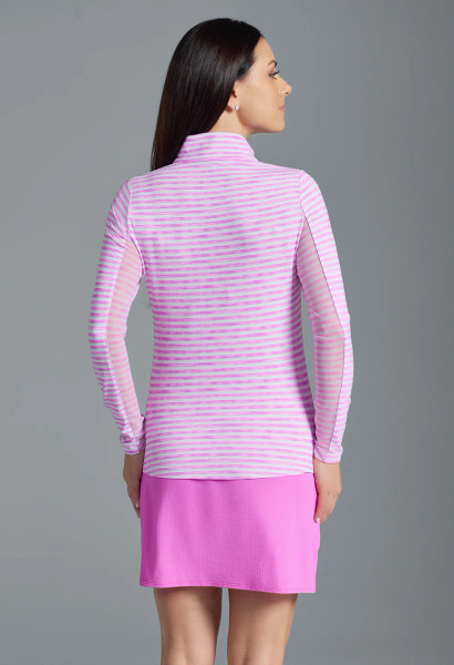 IBKÜL Landon Stripe II Print Long Sleeve Mock Neck Top