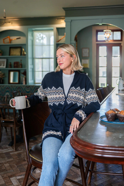 Sail to Sable Women's Navy Tie Front Cardigan