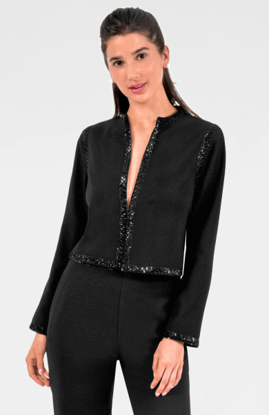 Gretchen Scott's Met Ball Twinkle Sexy Black Sequin Jacket