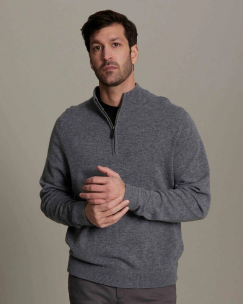Alashan Cashmere Men's 100% Merino 1/4 Zip Mock Neck Pullover 