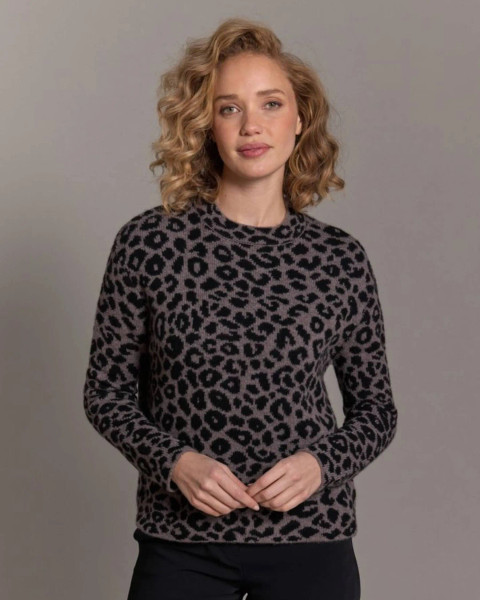 Alashan Cashmere Women's 100% Cashmere Sasha Leopard Crew