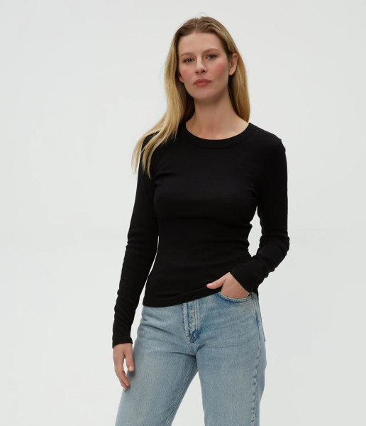 Michael Stars Women's Zola Ribbed Crew Neck Tee