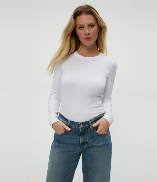 Michael Stars Women's Zola Ribbed Crew Neck Tee