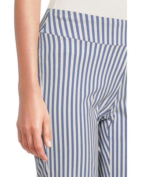 Krazy Larry Pull-On Stretch Wide Ankle Pants in Indigo Stripe