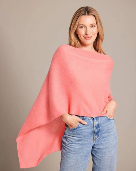 Alashan cashmere Cashmere Draped Dress Topper in Grapefruit