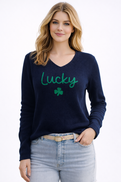 Pearl and Camo Women's Lucky Charm Shamrock Sweater