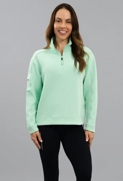 IBKÜL Micro Waffle Knit 1/4 Zip Pullover