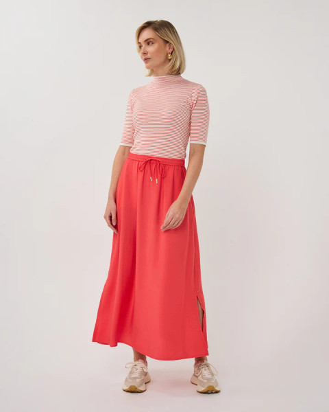 EsQualo's Elasticated Slub Skirt - Chilli Red