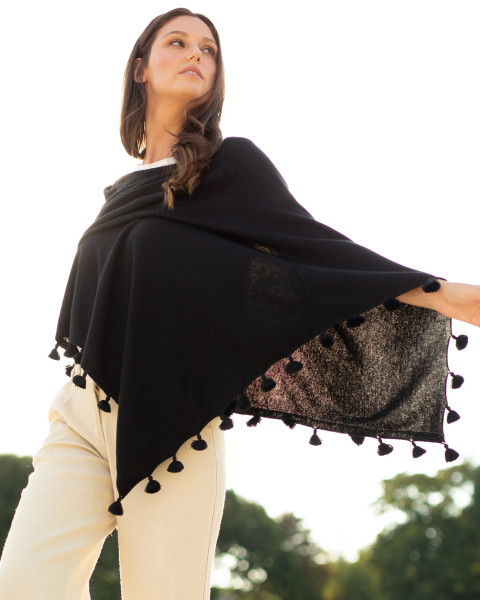 Alashan Cashmere Cotton Cashmere Tassel Trim Topper